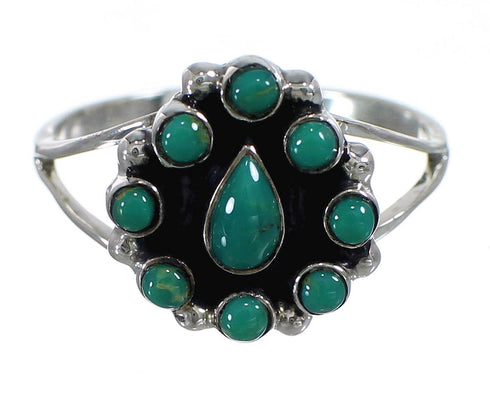 Southwestern Sterling Silver And Turquoise Ring Size 8-1/2 YX85293